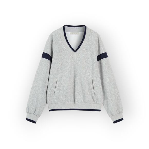 Commense Grey Navy Contrast Trim Oversized Sweatshirt – Size XL - Picture 2 of 7